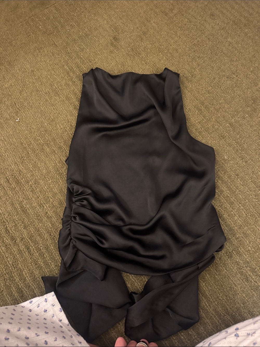 Zara Black Satin Ruched Sleeveless Camisole